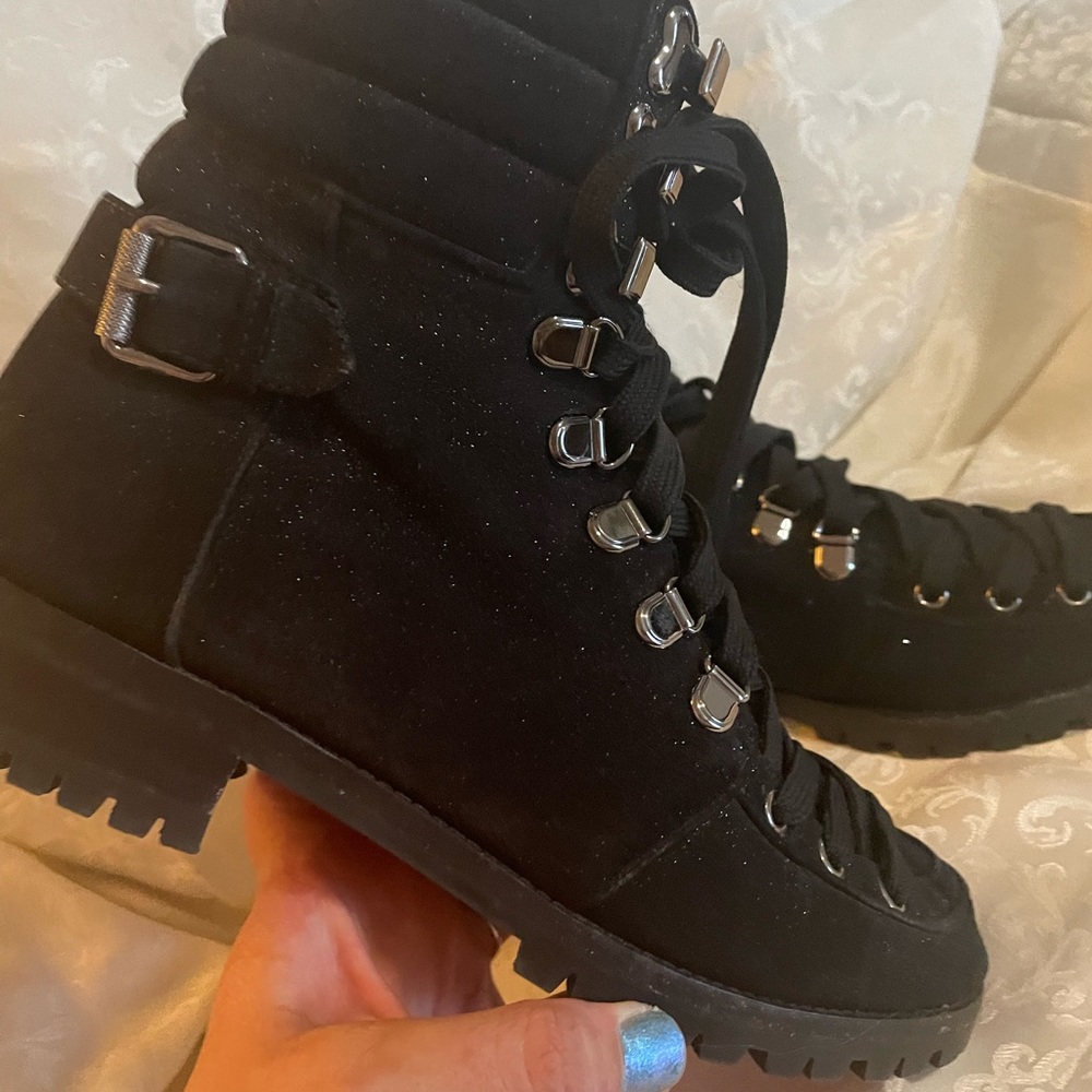 Christian louboutin sparkly hiker boots (red bottoms)